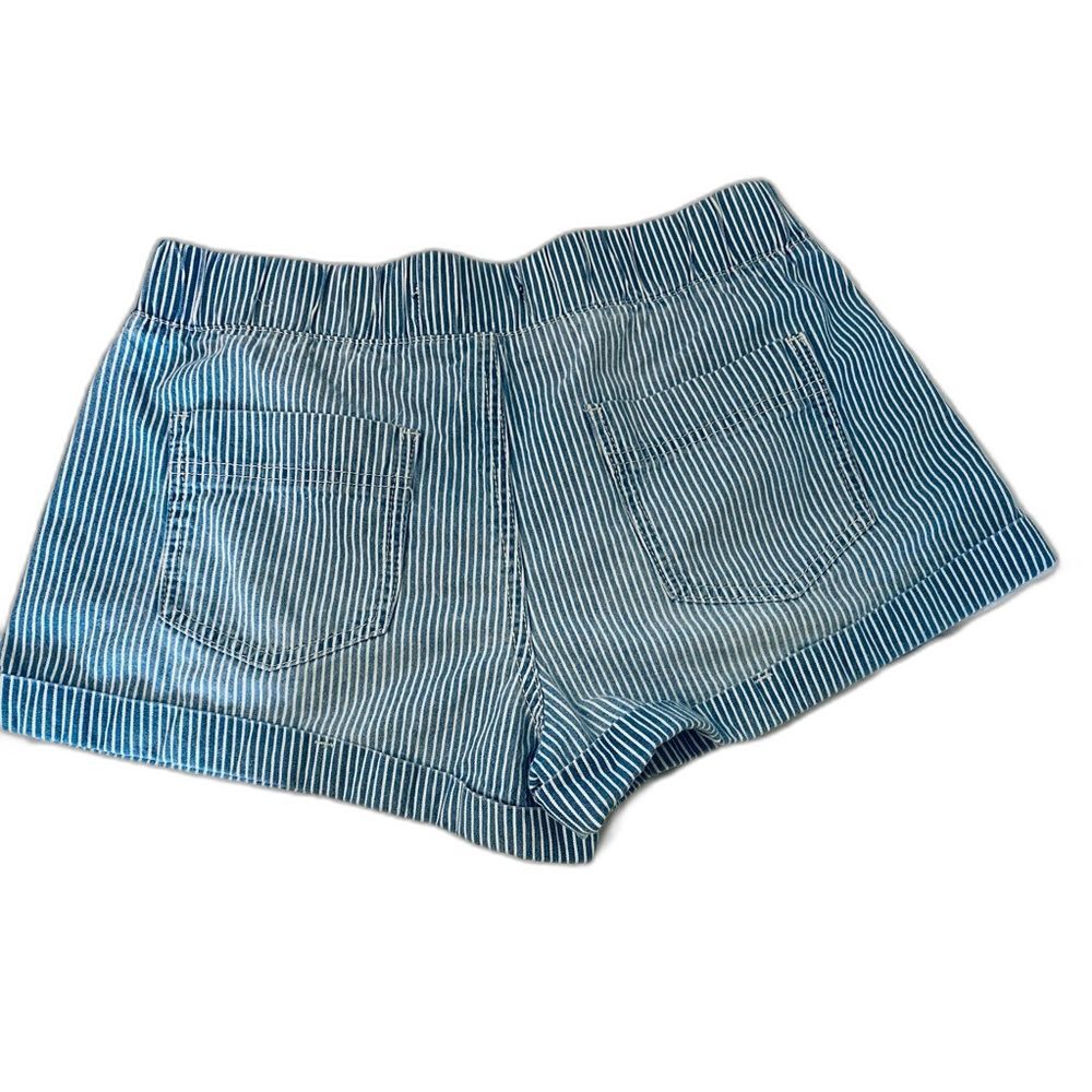Rewash Coastal Pinstripe Shorts Paperbag Waist Cuffed Cotton Blue White M Y2K - Picture 3 of 6